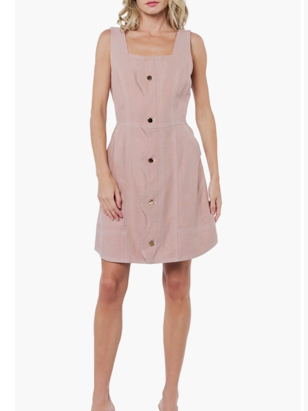 Ciebon Alanni Topstitch Detail Cotton Blend Dress. Size S Women #530